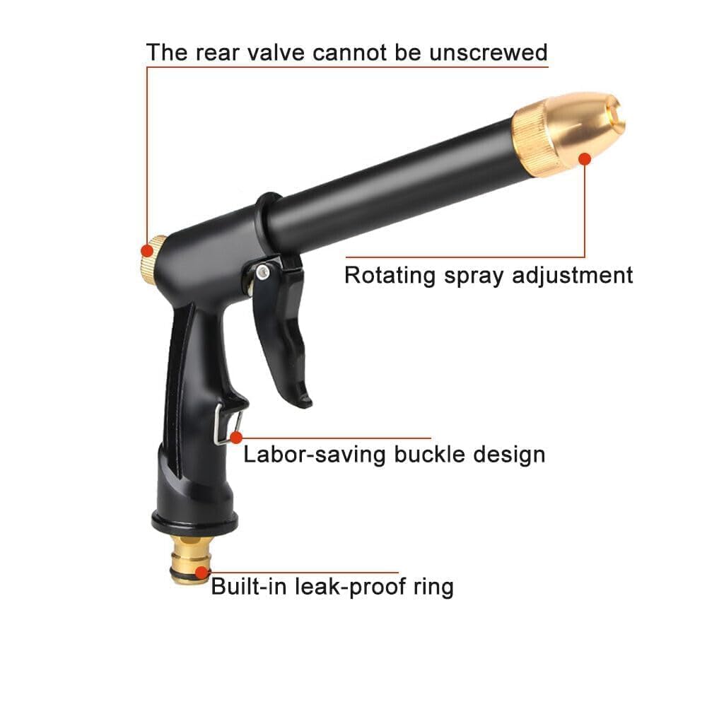 Car Wash Water Spray Gun with Trigger Handle and Rotating Spray Head, Metal Connector Hose Sprayer with Extended Barrel image 3