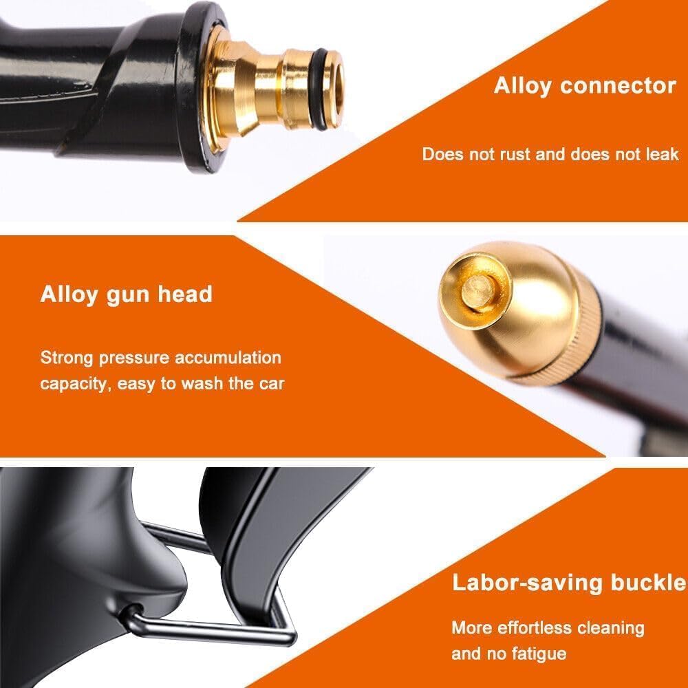 Car Wash Water Spray Gun with Trigger Handle and Rotating Spray Head, Metal Connector Hose Sprayer with Extended Barrel image 6
