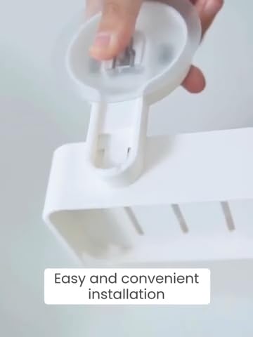 Wall Mounted Soap Holder | No Drill Self Adhesive Soap Dish | Strong Suction Bathroom Organizer | Kitchen Sponge Holder with Drain Tray | Plastic Soap Case (White & Grey) image 9