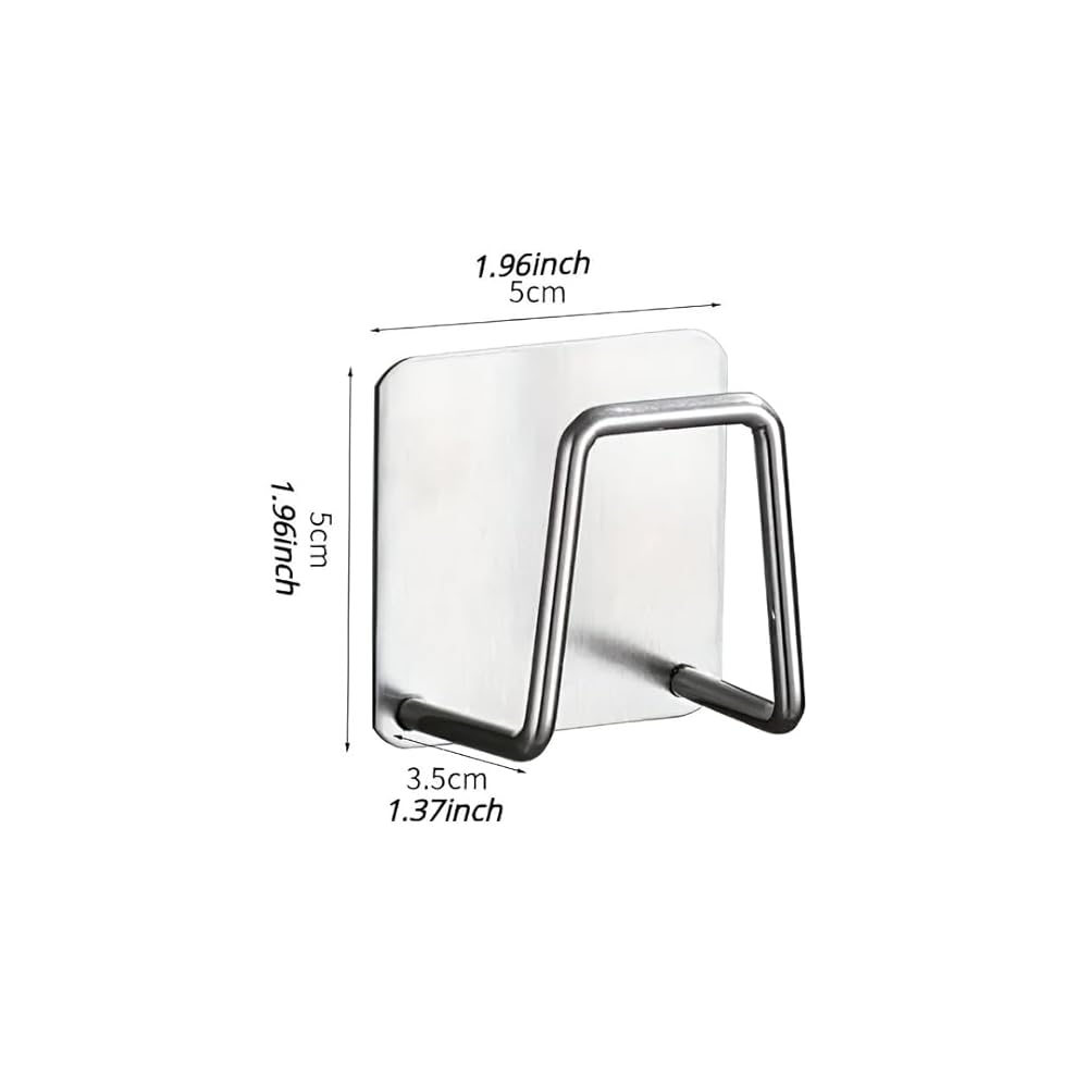 Adhesive Wall Mounted Hook Holder Stainless Steel Sponge Holder Rack for Kitchen Sink Bathroom Wall (2 Pcs) image 2