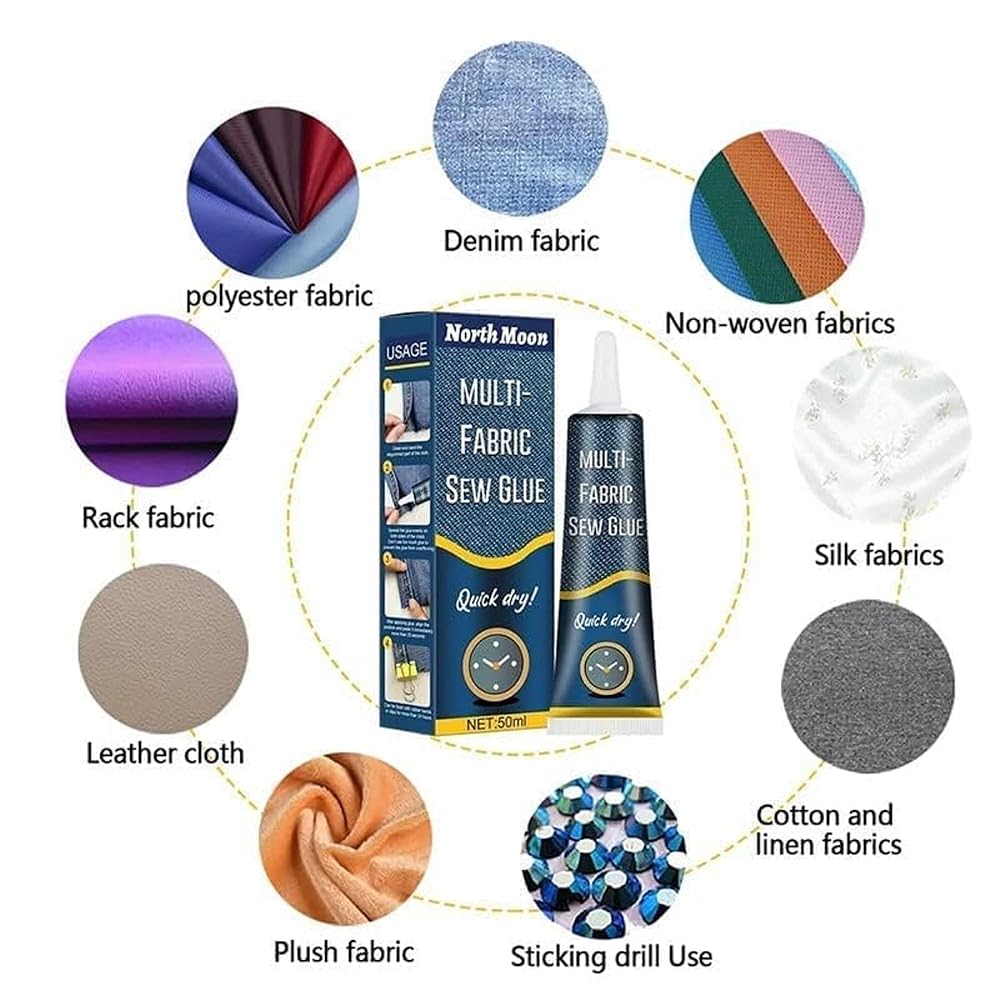 Multi Fabric Sew Glue Liquid Adhesive for Clothing Repair with Precision Nozzle, Fabric Bonding Glue for Denim Cotton Silk Polyester and Leather Cloth (50 ml) image 3