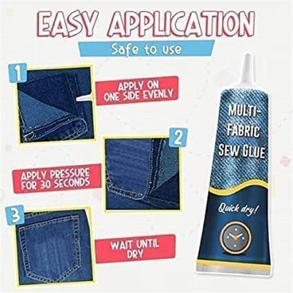 Multi Fabric Sew Glue Liquid Adhesive for Clothing Repair with Precision Nozzle, Fabric Bonding Glue for Denim Cotton Silk Polyester and Leather Cloth (50 ml) image 4