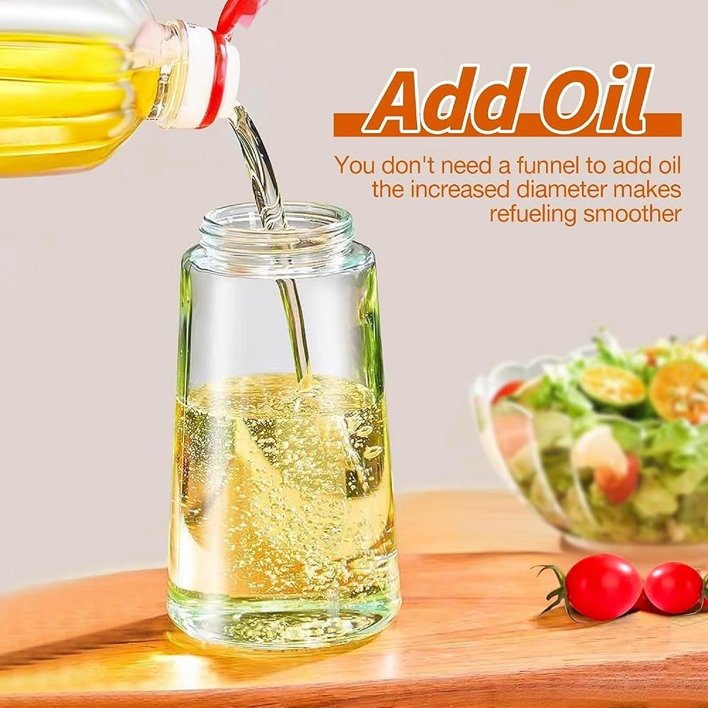 500ml Oil Dispenser Bottle with Spray and Pour Function, Transparent Container with Handle and Press Button Lid for Cooking Oil Vinegar Soy Sauce image 6