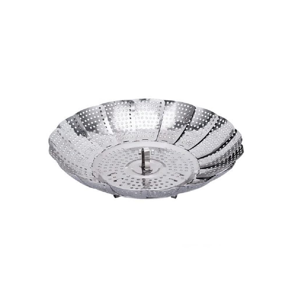 Stainless Steel Steamer Basket Expandable Folding Vegetable Steamer Insert for Pots with Center Handle