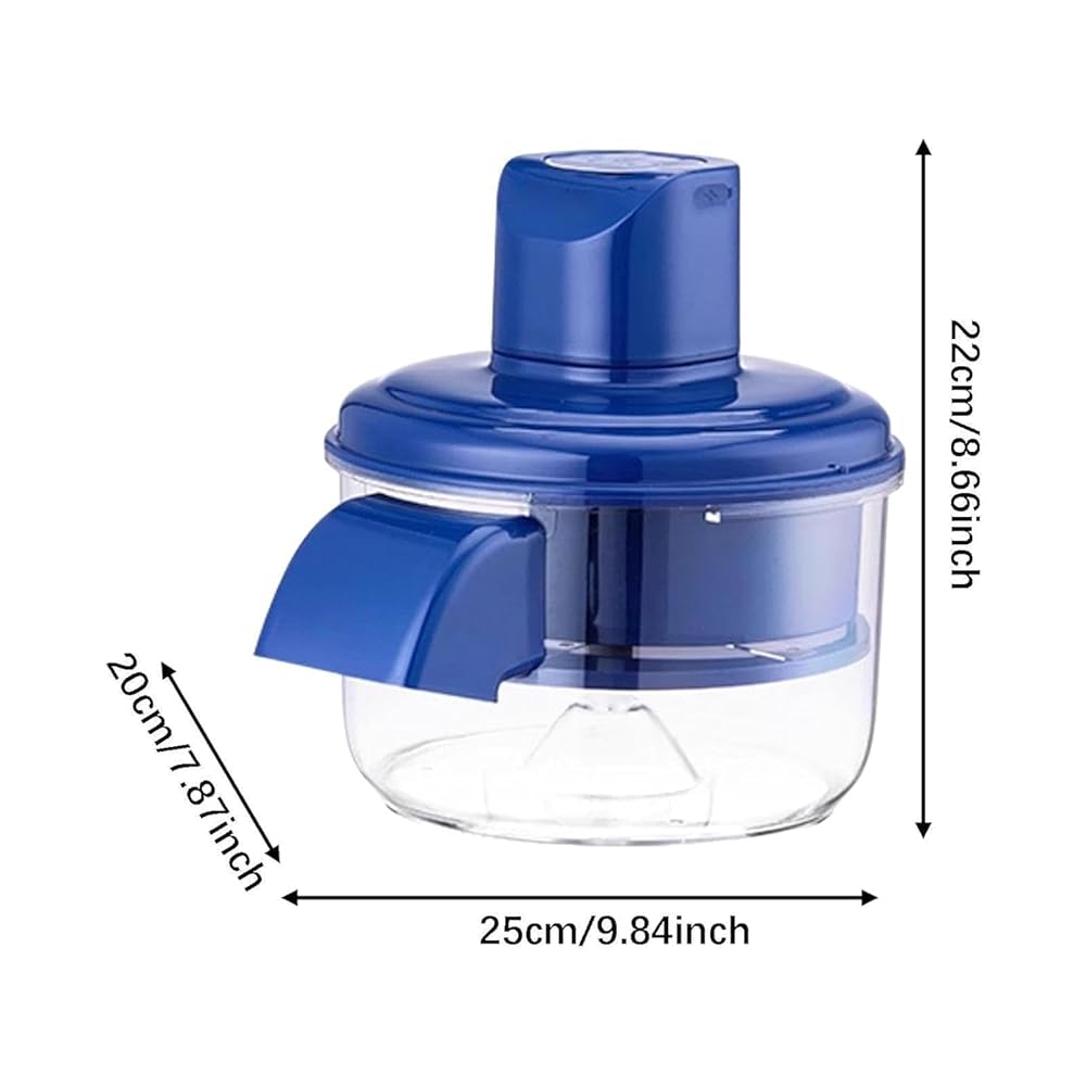 Fruit Peeling Machine with Motor Base and Lid, Multi-Blade Clamshell Design, Transparent Bowl with Chute, Suitable for Small Fruits and Tomatoes, Blue image 2