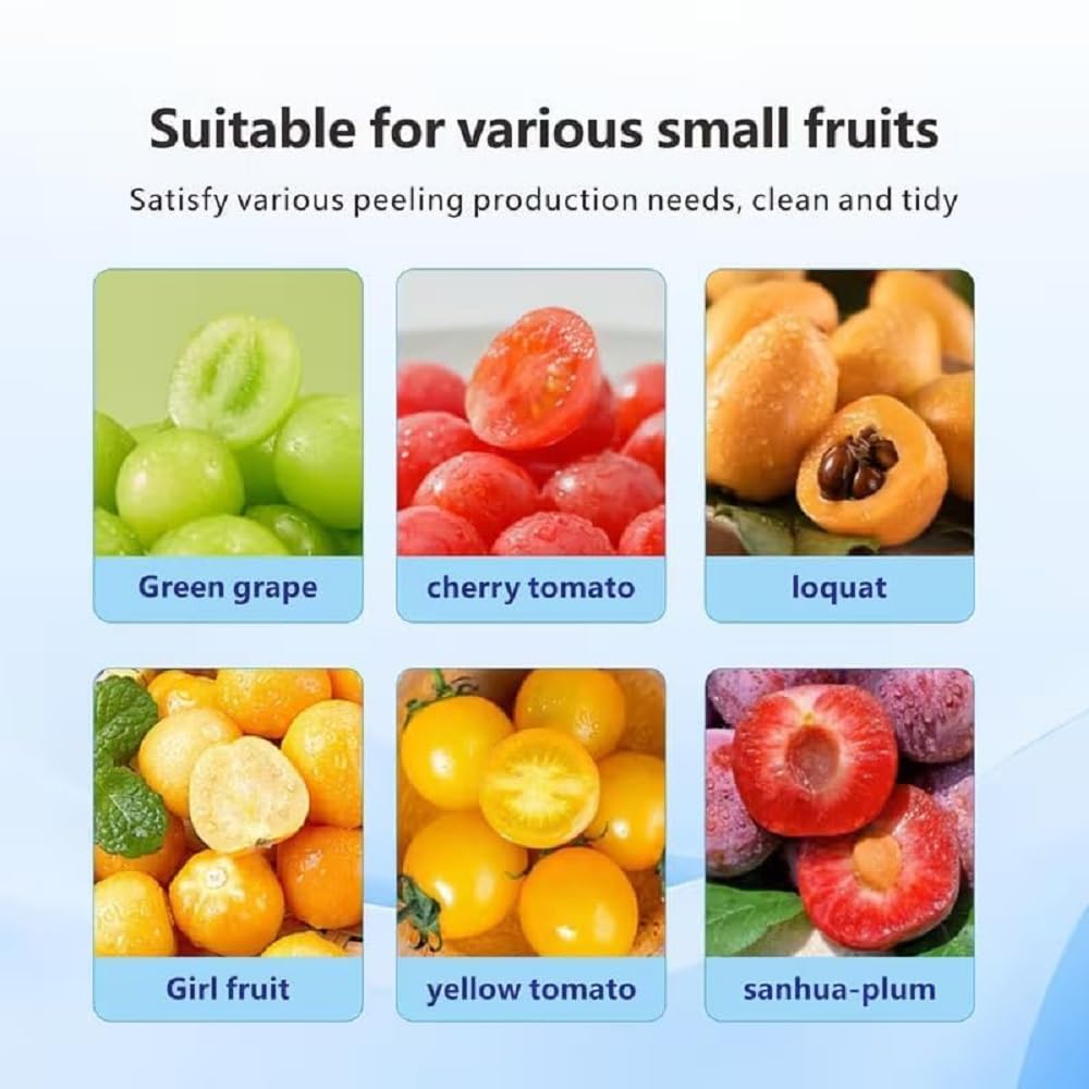 Fruit Peeling Machine with Motor Base and Lid, Multi-Blade Clamshell Design, Transparent Bowl with Chute, Suitable for Small Fruits and Tomatoes, Blue image 4