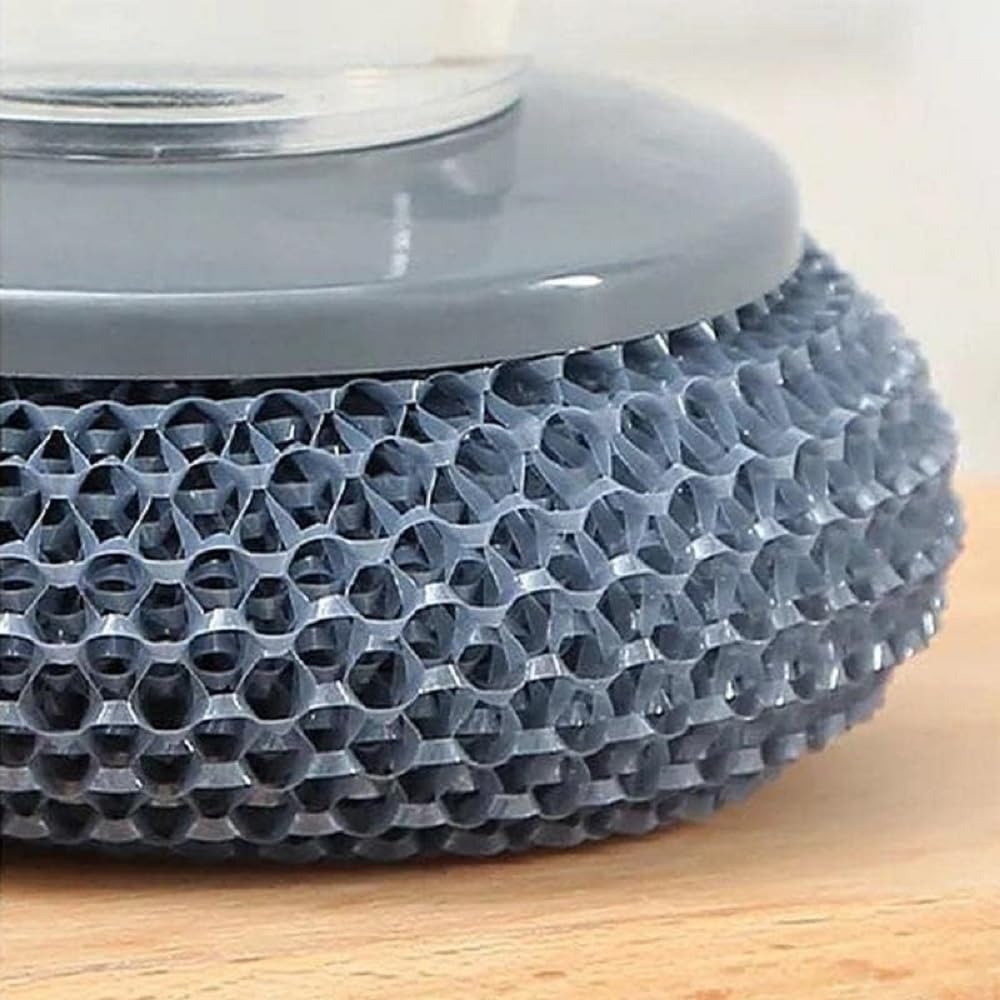 Dishwashing Soap Dispenser Scrubber with Steel Wire Sponge and Refillable Liquid Container for Kitchen Sink Utensil Cleaning image 4