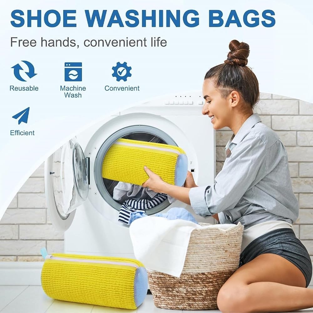 Shoe Washing Bag for Washing Machine | Microfiber Shoe Laundry Bag with Zipper | Reusable Sneaker Cleaning Bag for Shoes, Toys and Delicate Items image 4