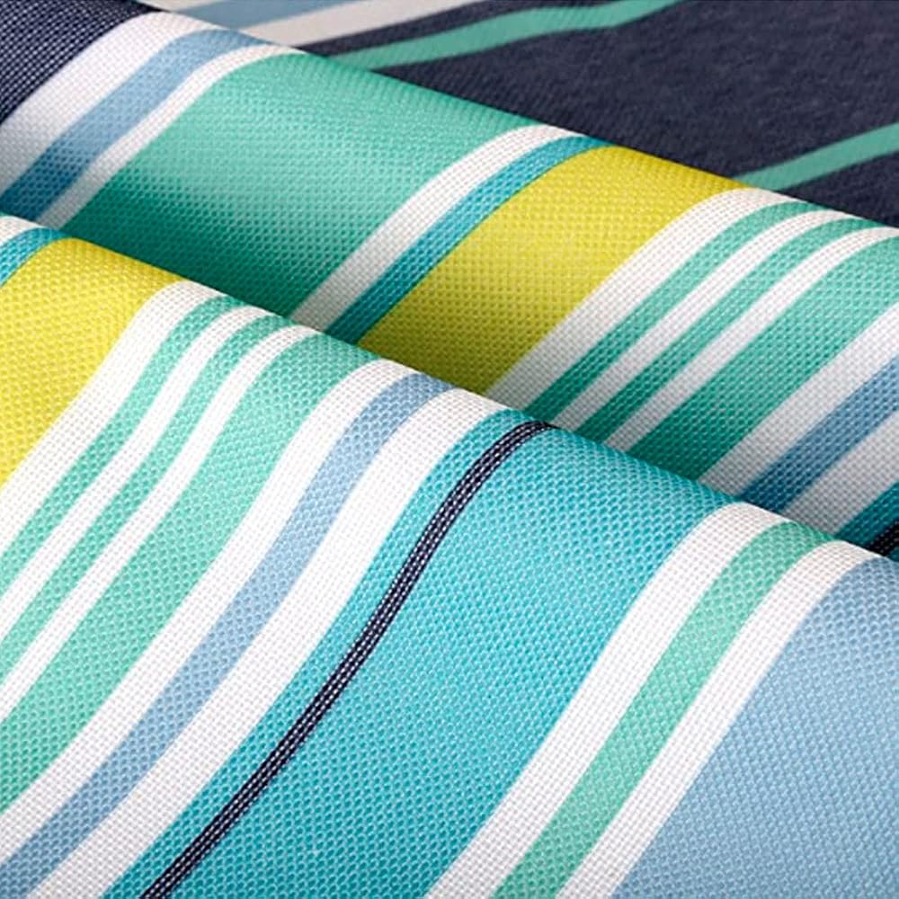 Foldable Picnic Mat Outdoor Ground Sheet with Carry Handle and Velcro Closure, Striped Design Oxford Fabric Surface with PVC Waterproof Layer, Portable Folding Mat for Beach Park Travel Use image 6