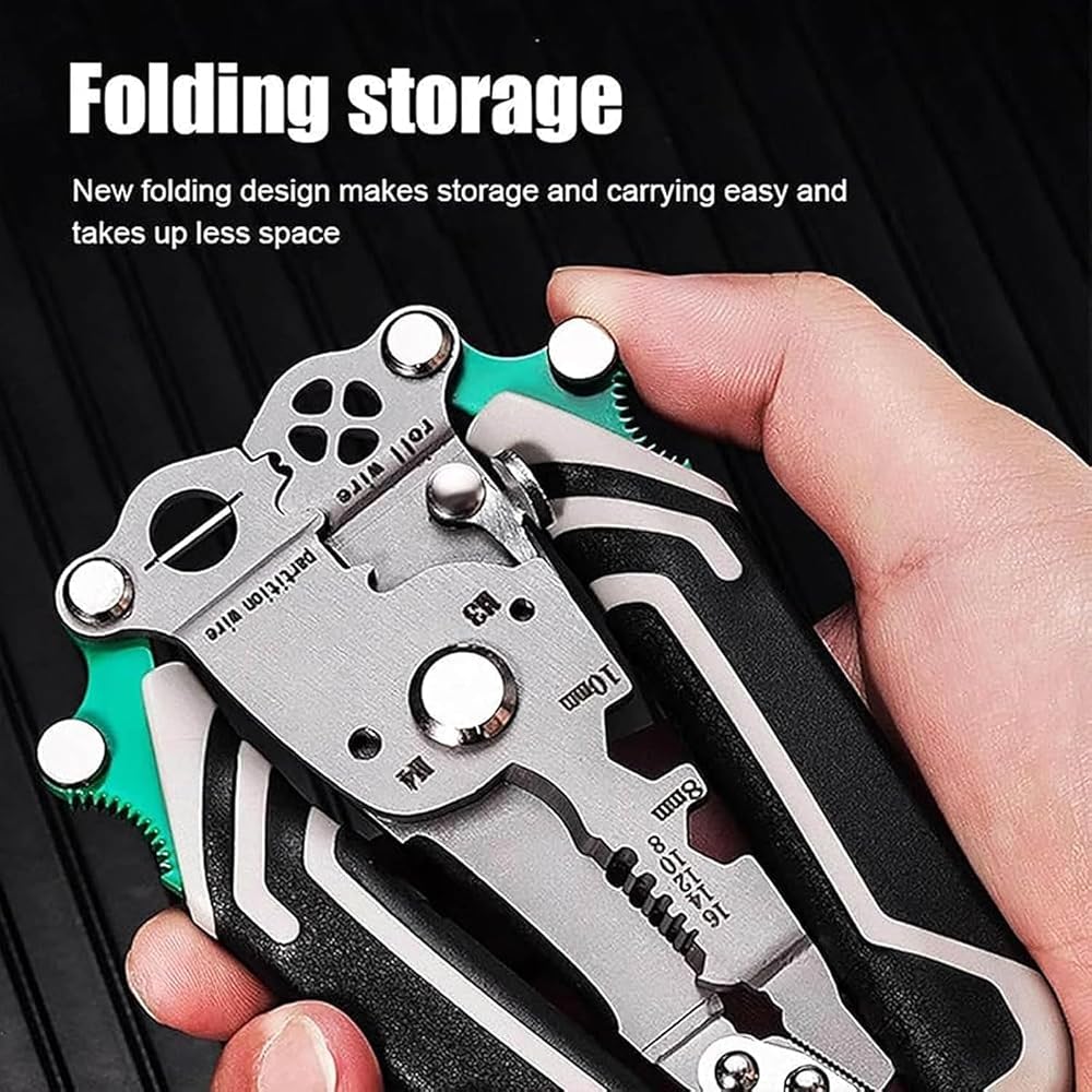 Foldable Wire Stripping Pliers Multi Function Electrical Tool with Wire Cutter Crimping Slots and Screw Wrench Sections image 3