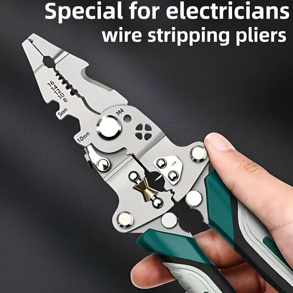 Foldable Wire Stripping Pliers Multi Function Electrical Tool with Wire Cutter Crimping Slots and Screw Wrench Sections image 4