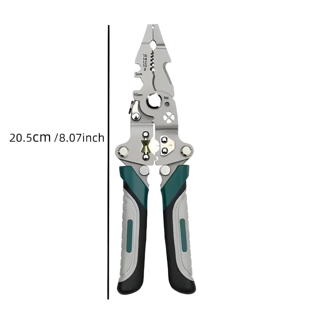 Foldable Wire Stripping Pliers Multi Function Electrical Tool with Wire Cutter Crimping Slots and Screw Wrench Sections image 2