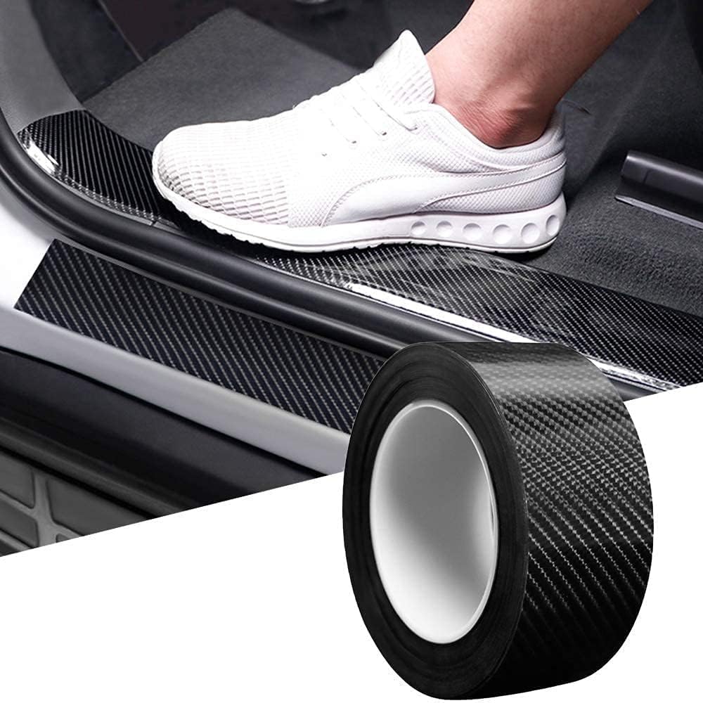 Car Door Sill Protector Tape 5 Meter Long x 2 Inch Wide (5 cm), Carbon Fibre Texture Anti-Scratch Protection Film, Vehicle Door Edge Guard Strip for Scratch & Scuff Protection