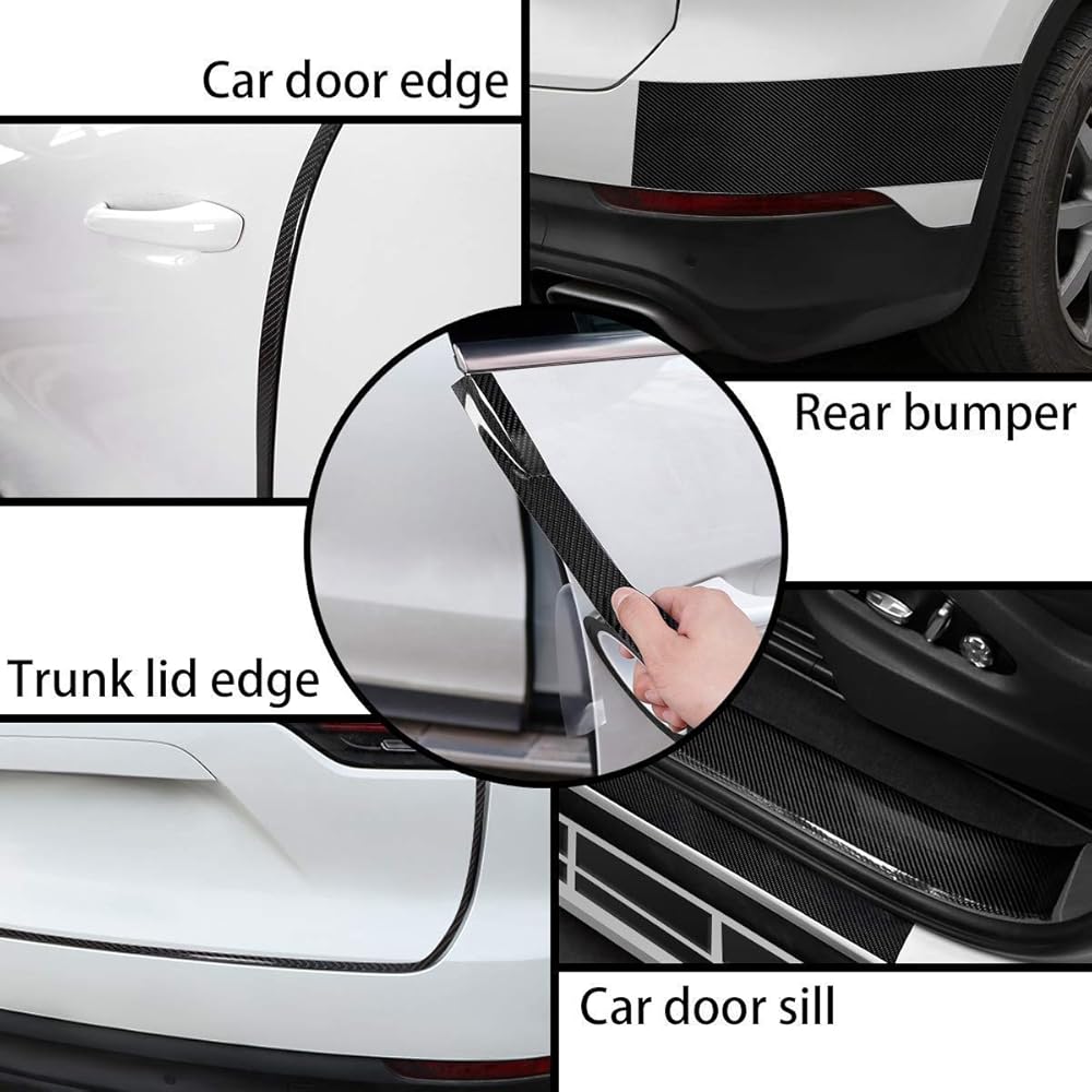 Car Door Sill Protector Tape 5 Meter Long x 2 Inch Wide (5 cm), Carbon Fibre Texture Anti-Scratch Protection Film, Vehicle Door Edge Guard Strip for Scratch & Scuff Protection image 4