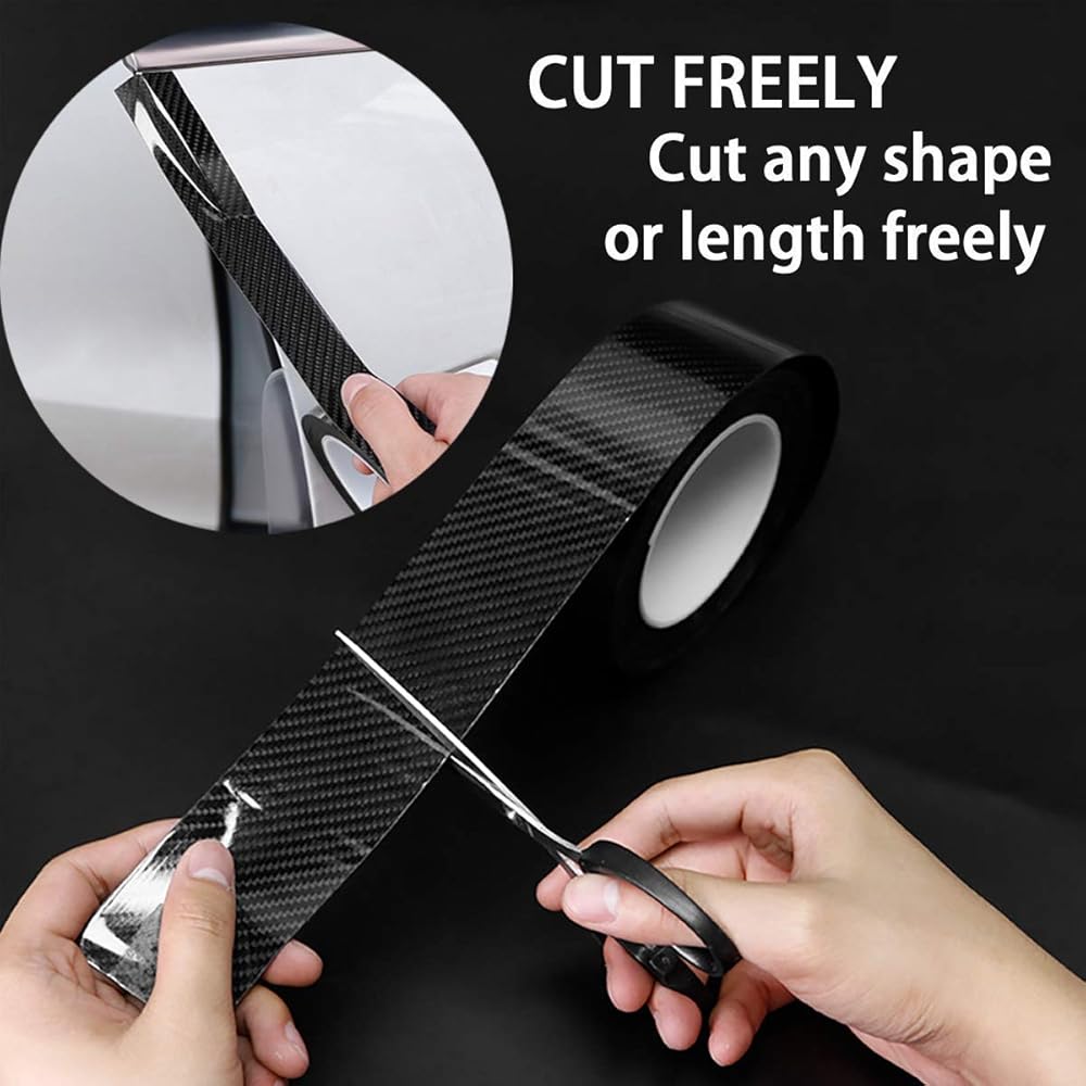 Car Door Sill Protector Tape 5 Meter Long x 2 Inch Wide (5 cm), Carbon Fibre Texture Anti-Scratch Protection Film, Vehicle Door Edge Guard Strip for Scratch & Scuff Protection image 7