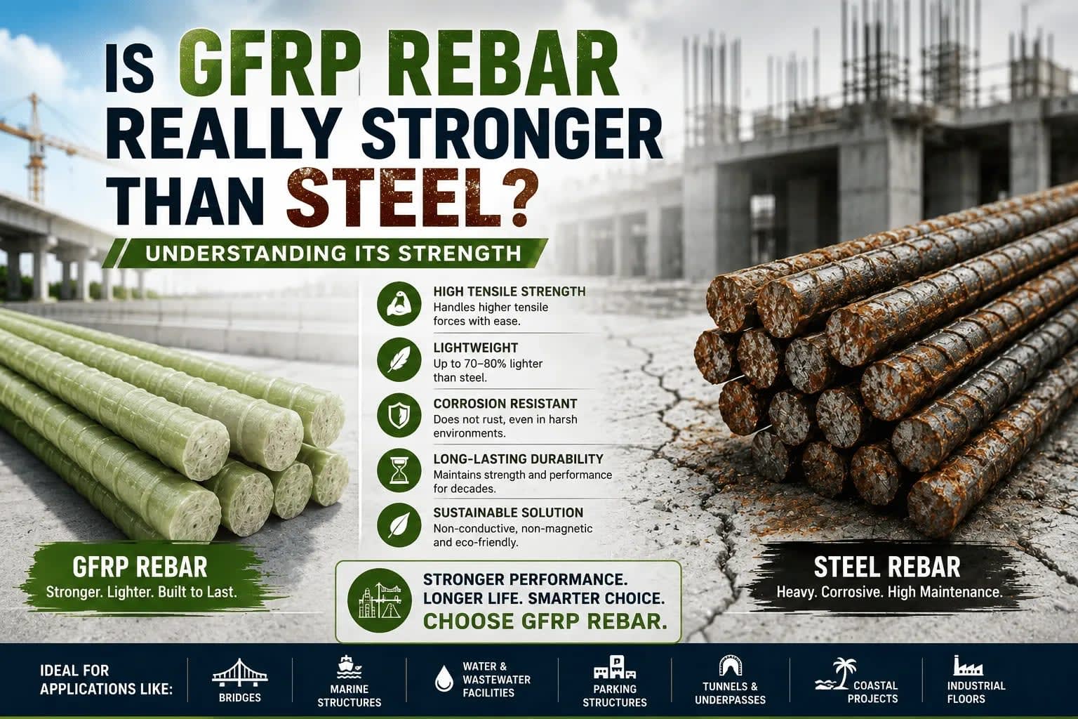 is gfrp stronger than steel
