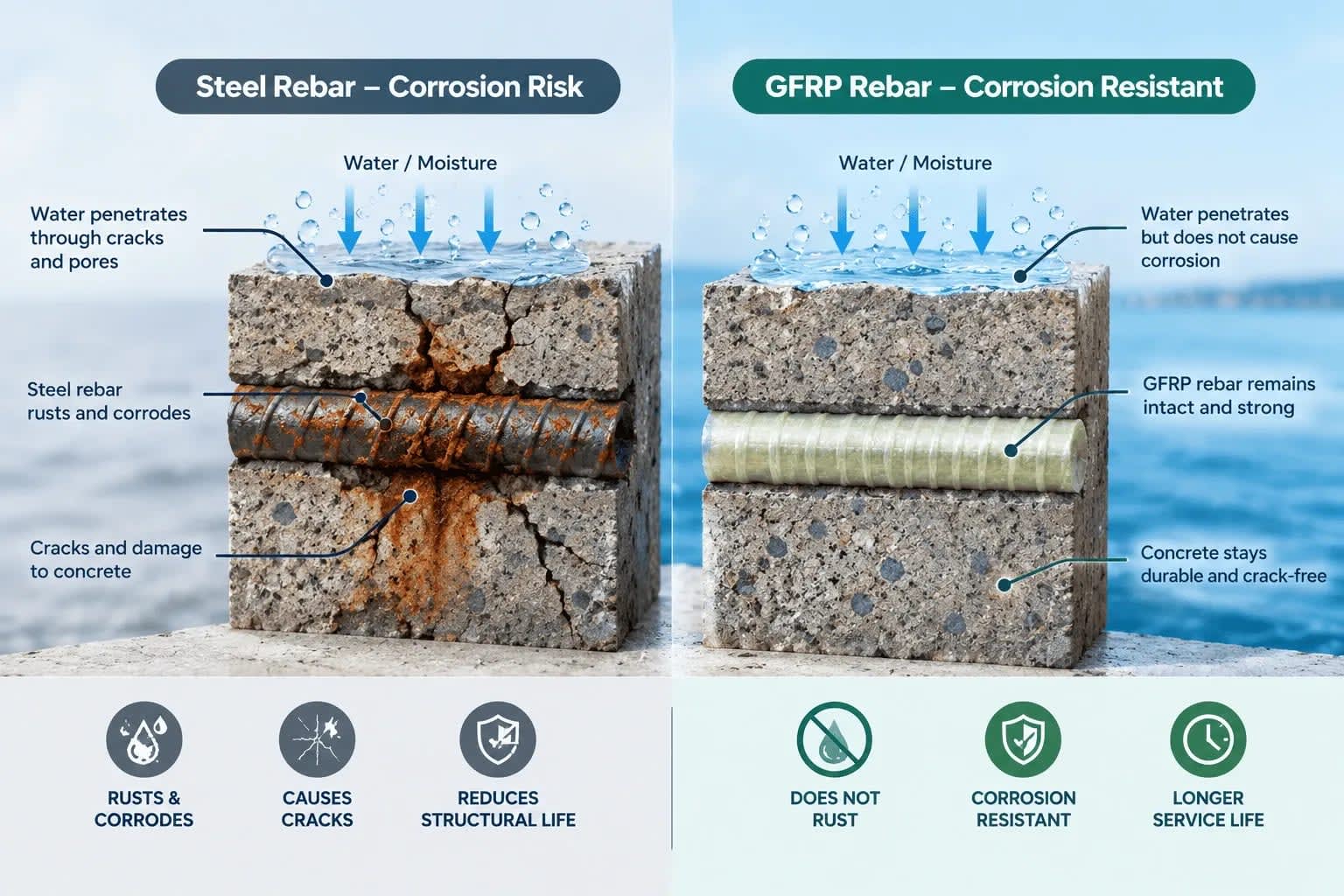 gfrp rebar vs steel rebar