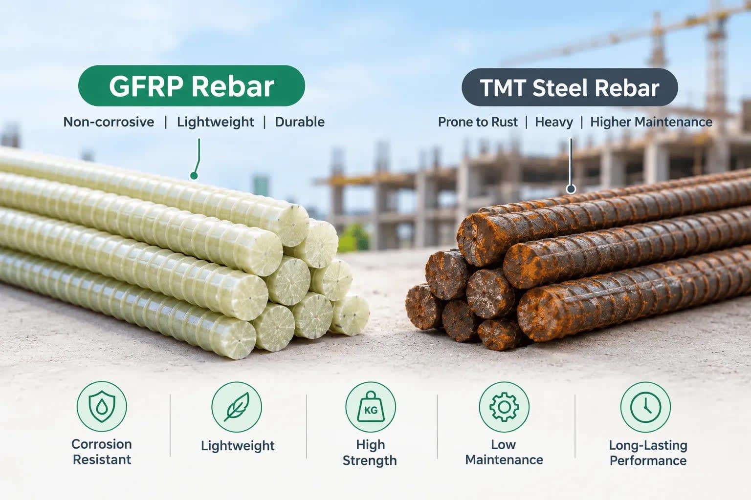 gfrp rebar vs tmt steel rebar