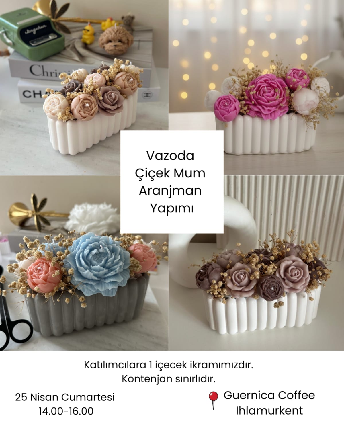 Vazoda Çiçek Mum Aranjman Yapımı - Ana Görsel