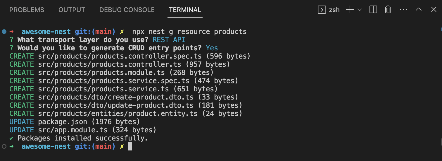 Create nest resource