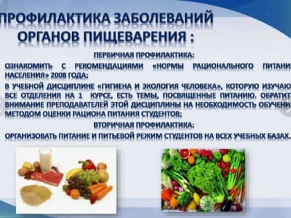 Профилактики заболеваний органов пищеварения