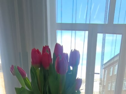 Выпускники Дубкинской СОШ им.Н.Салимханова передали поздравления с 8 марта и цветы для своих учителей