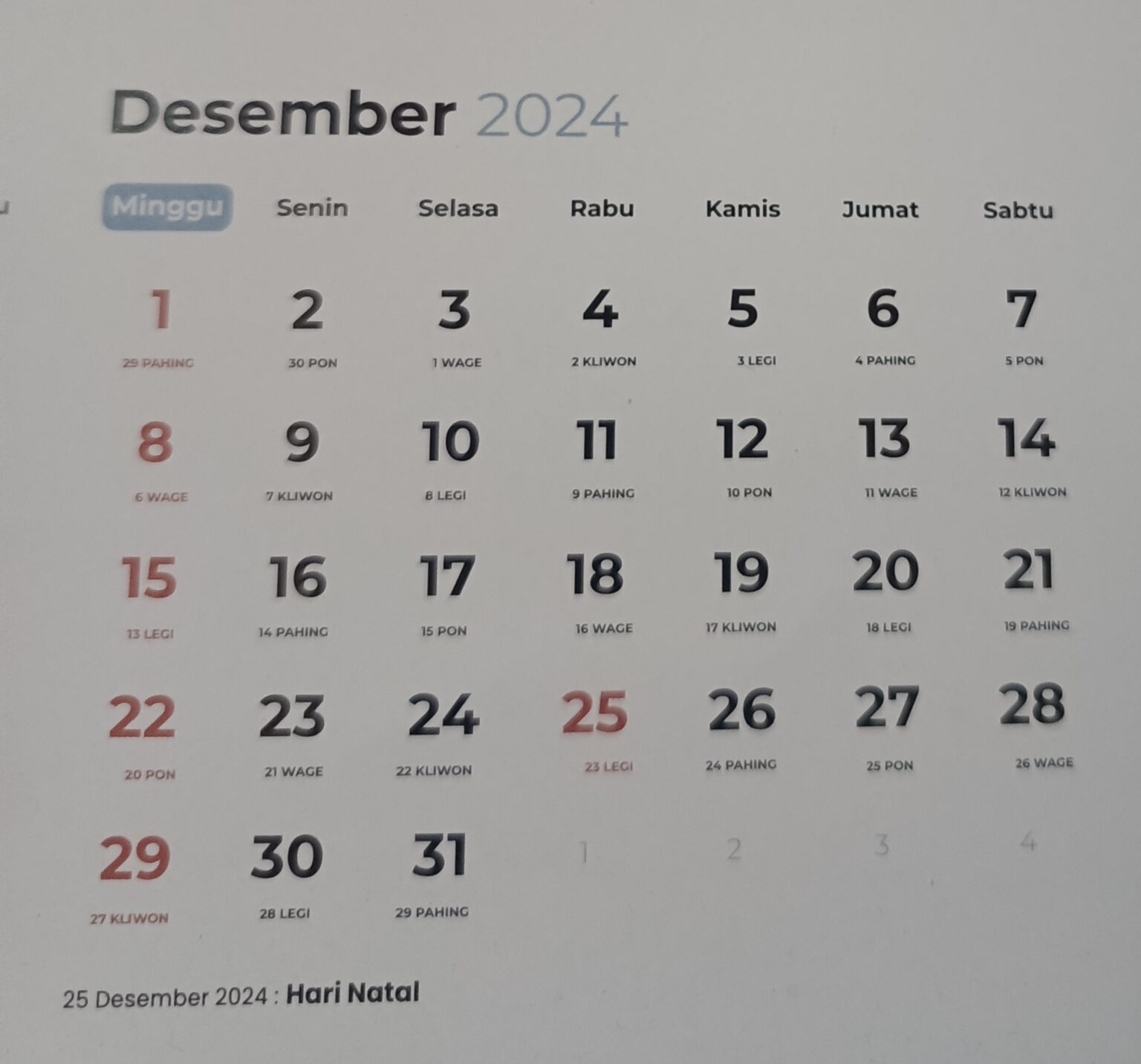 Libur Cuti Bersama Nataru 2024-2025