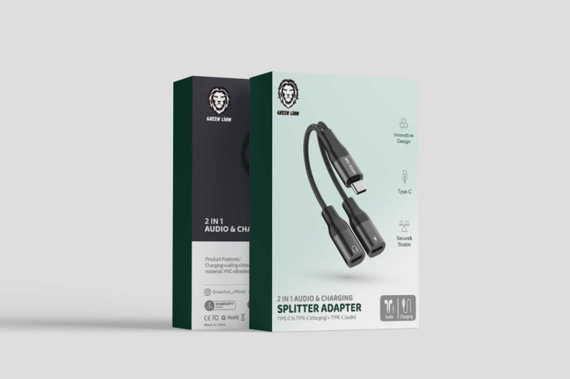 Green Lion 2'si 1 Arada Ses ve Şarj Ayırıcı Adaptörü