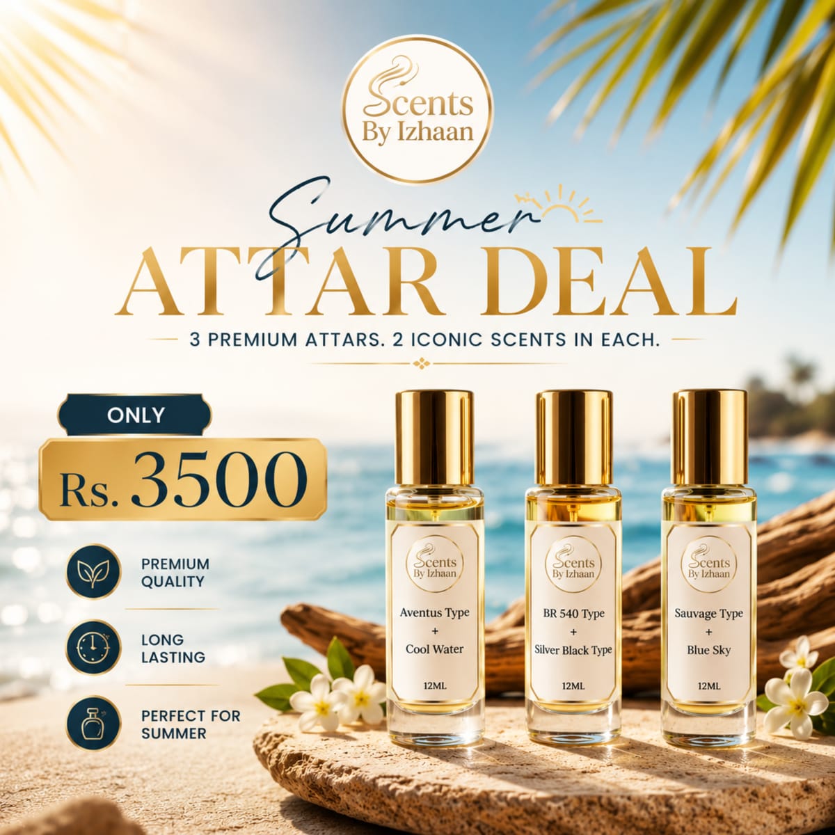 Summer Attar Deal – 3 Premium 12Ml Attars Deal - Unisex Attars