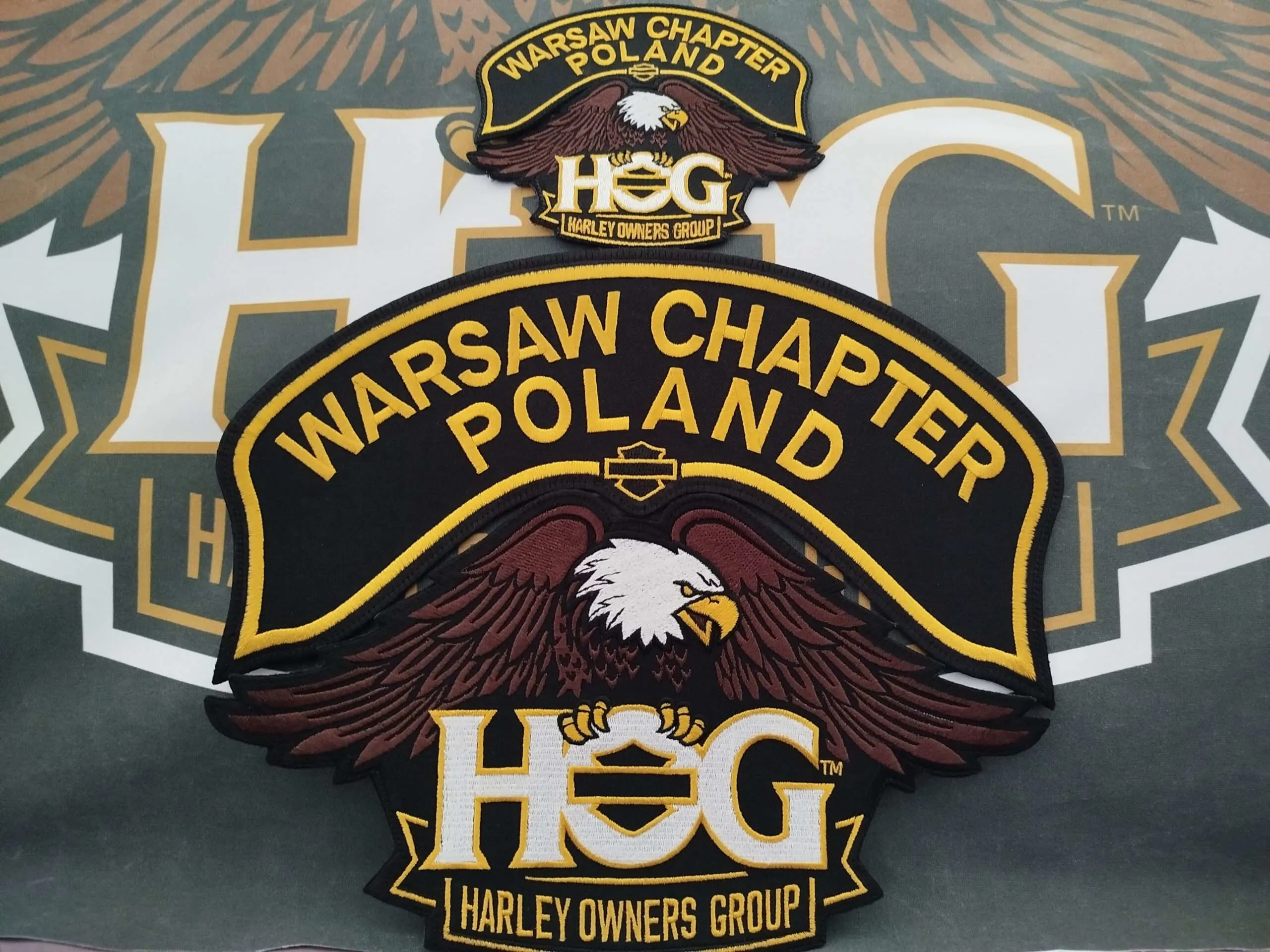 Naszywka/barwy WARSAW CHAPTER POLAND złote litery - komplet przód + tył