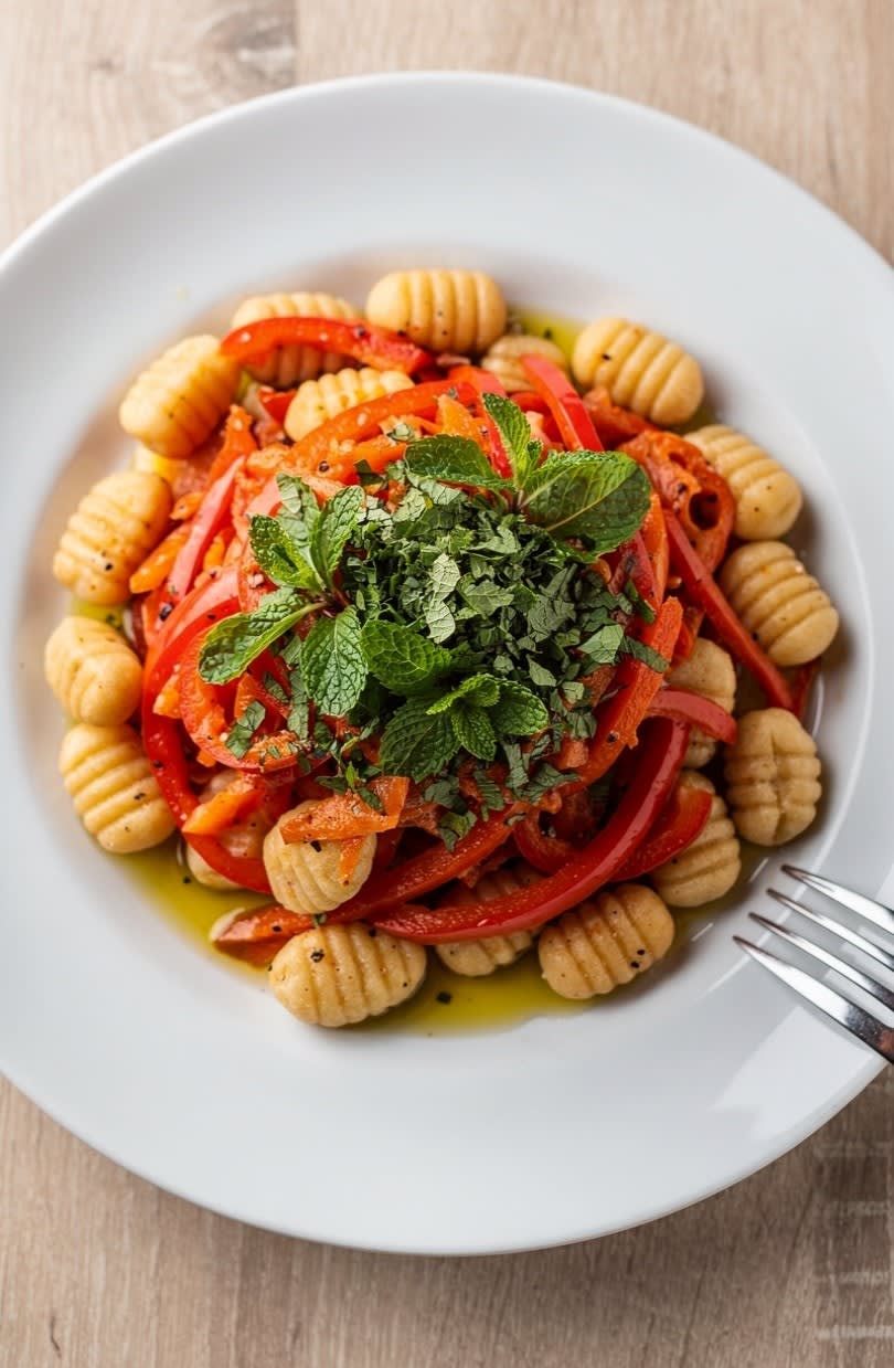 Gnocchetti Sardi con Peperoni e Menta
