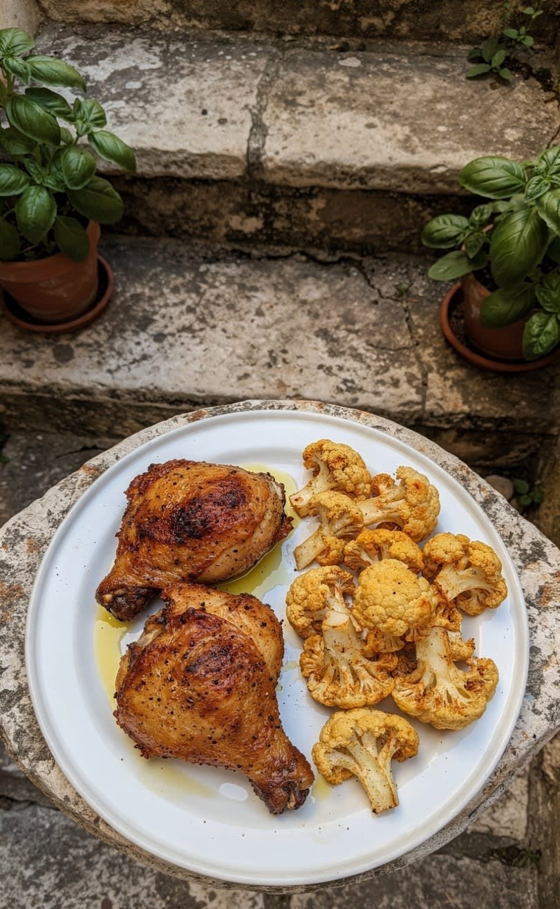 Pollo (Coscia) alla Paprika Affumicata con Cavolfiore in friggitrice ad aria.