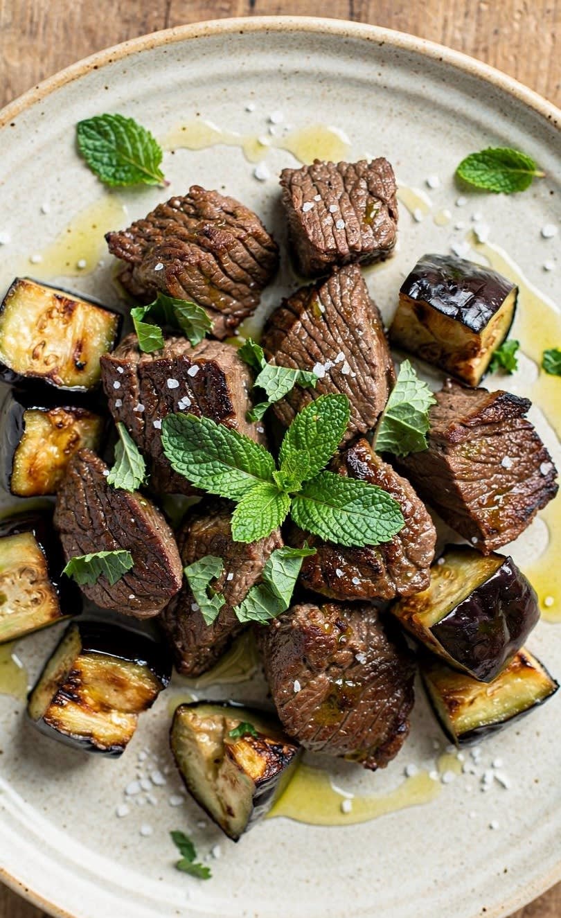 Cuore di Bovino con Melanzane e Menta al Forno