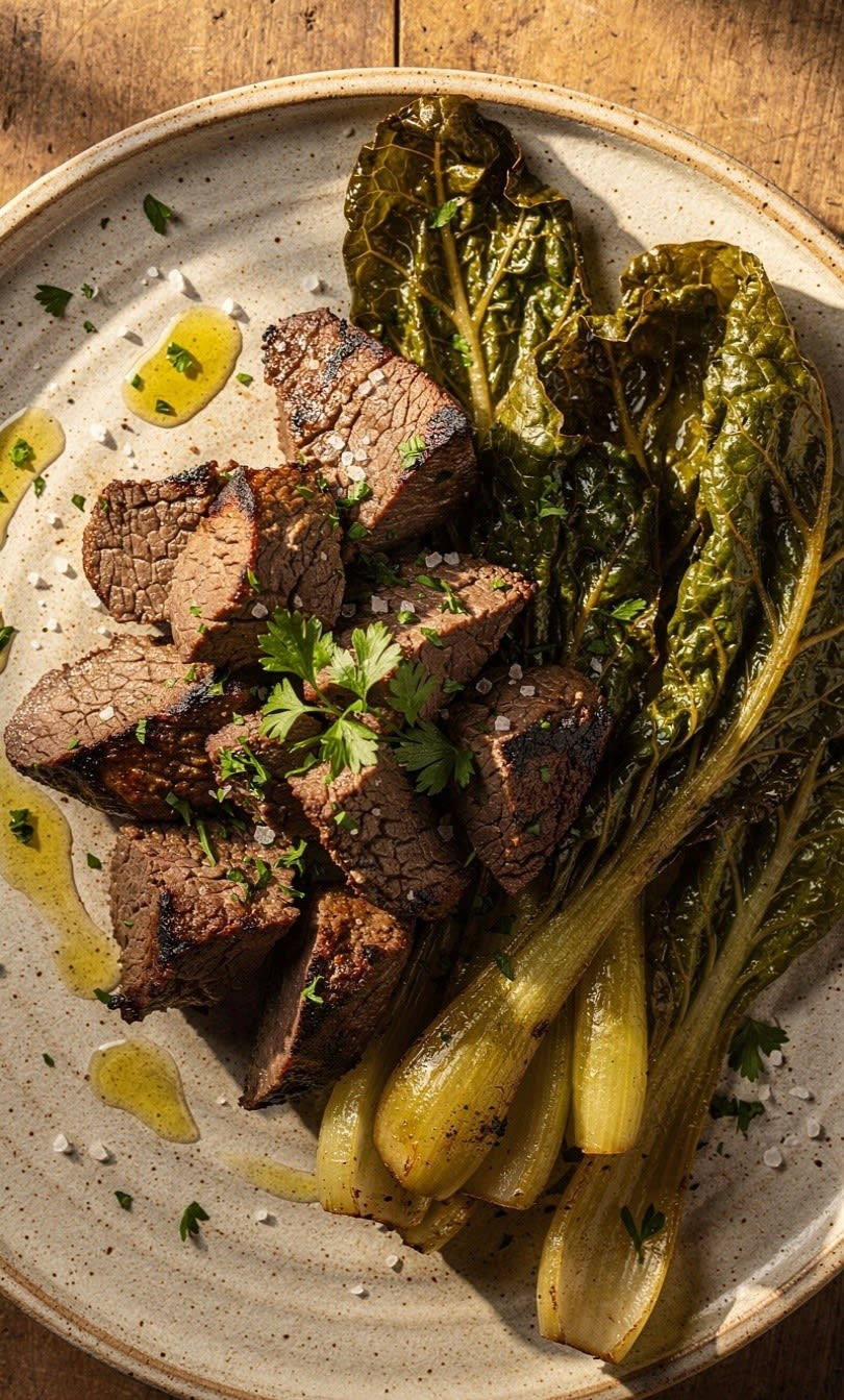 Cuore di Bovino con Bietole e Prezzemolo al Forno