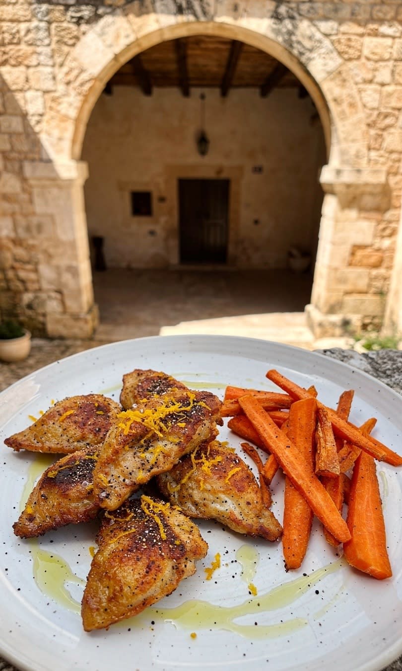 Pollo (Petto) all’Arancia con Carote in friggitrice ad aria.