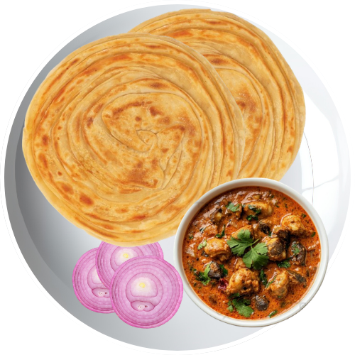 Plain Roti / Lachha Paratha With Chicken/ Paneer Gravy