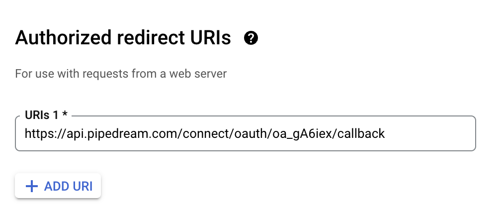 Add the Pipedream URL to the Callback Redirect URL option