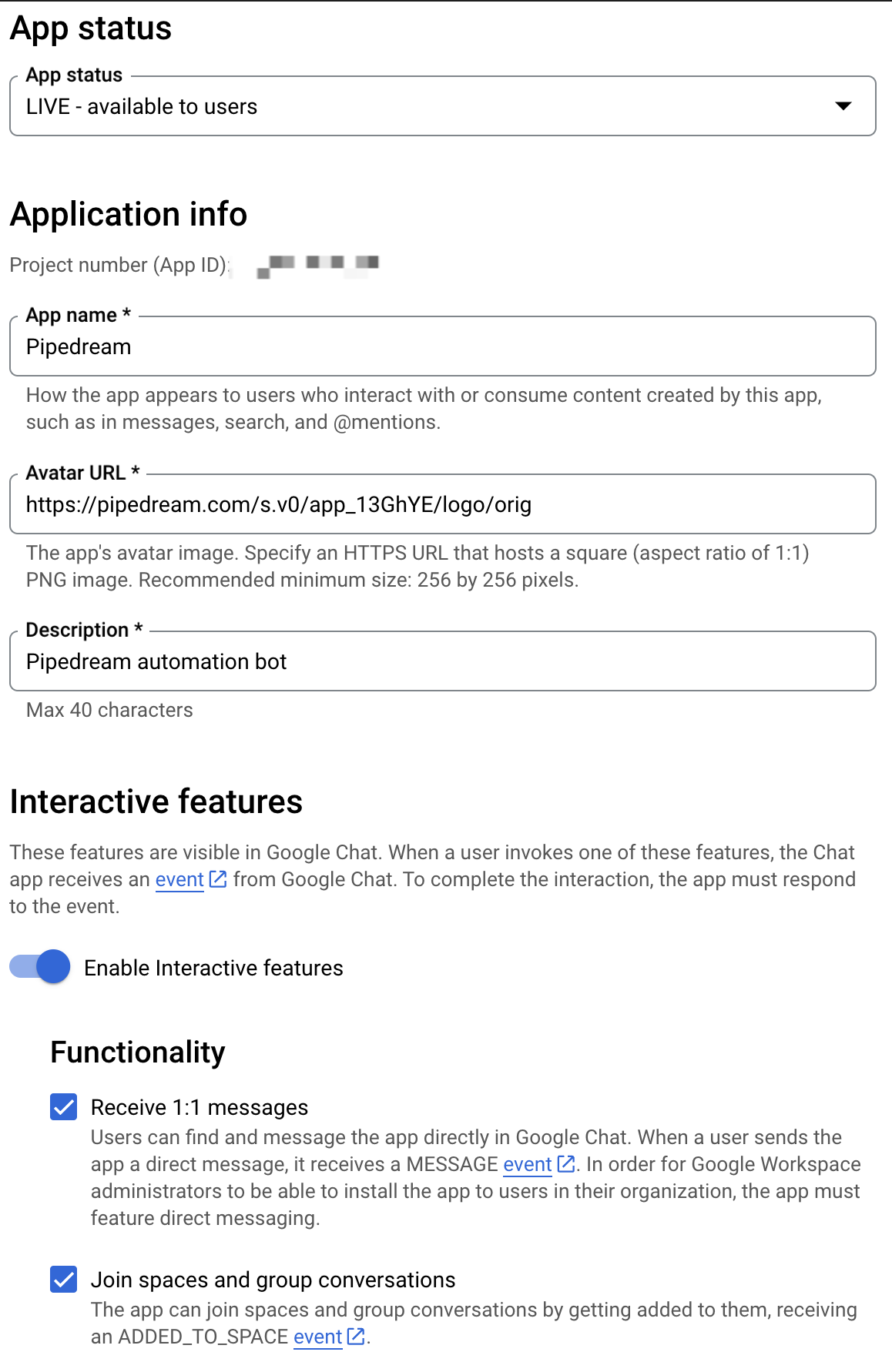 App Configuration Settings