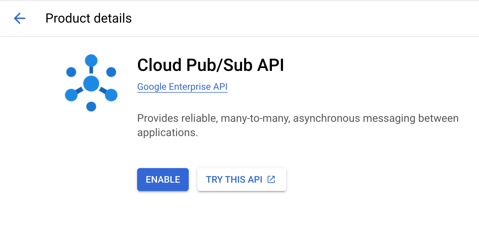 Search for and select the Cloud Pub/Sub API