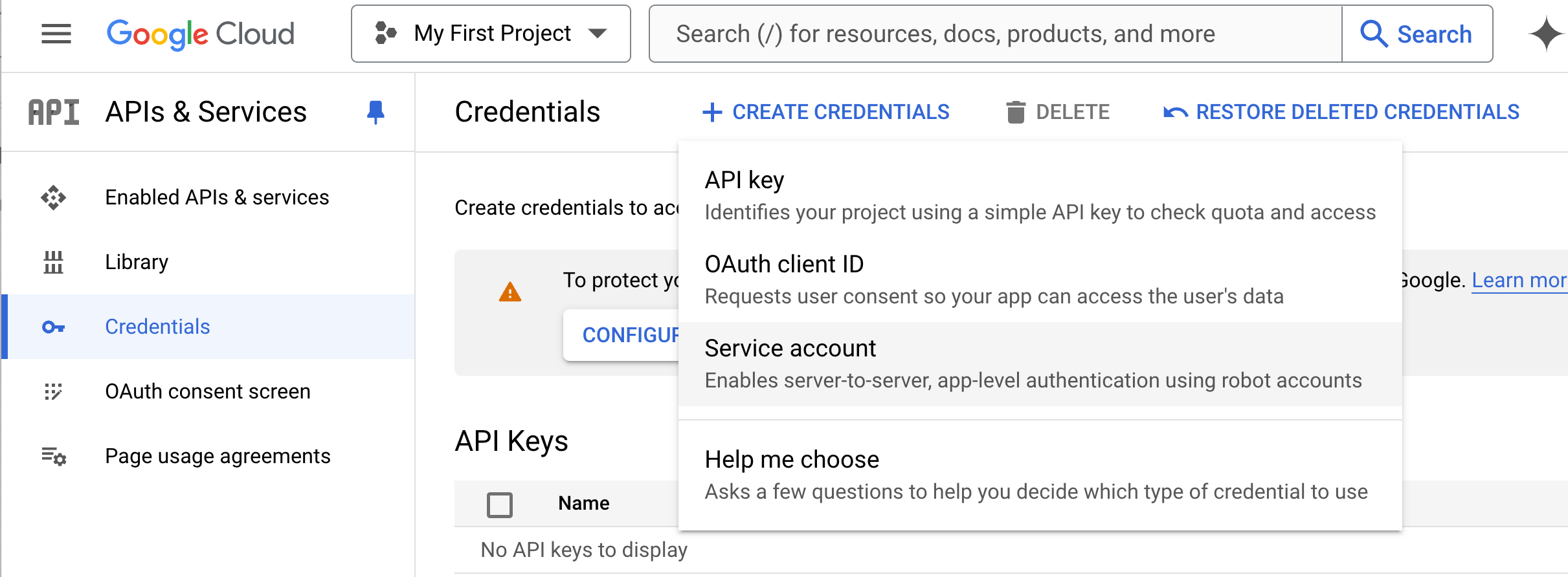 Service Account Creation