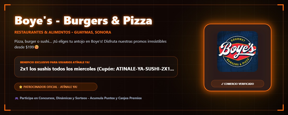 Banner promocional de Boye's - Burgers & Pizza