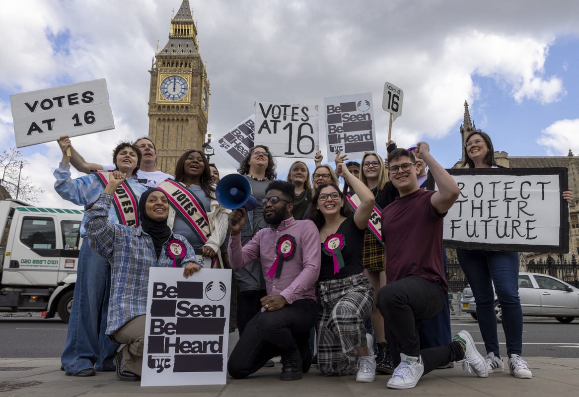 Young voters protesting