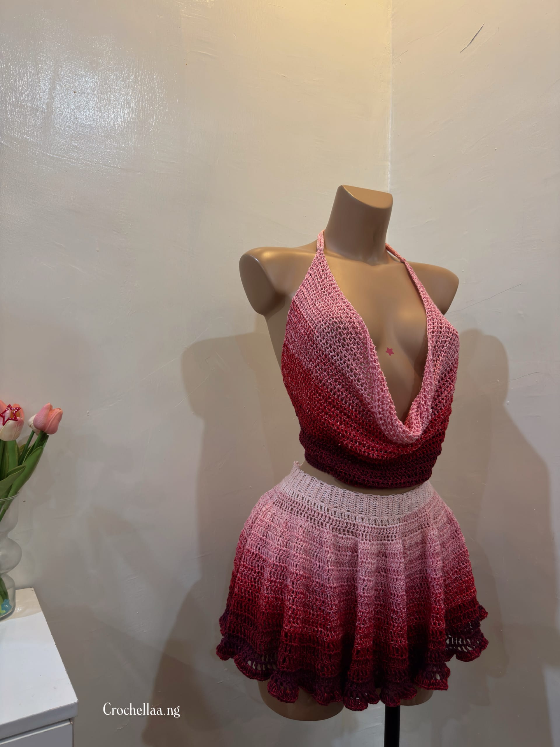 OMBRÉ COWL NECK co ord - Sustainable handmade crochet