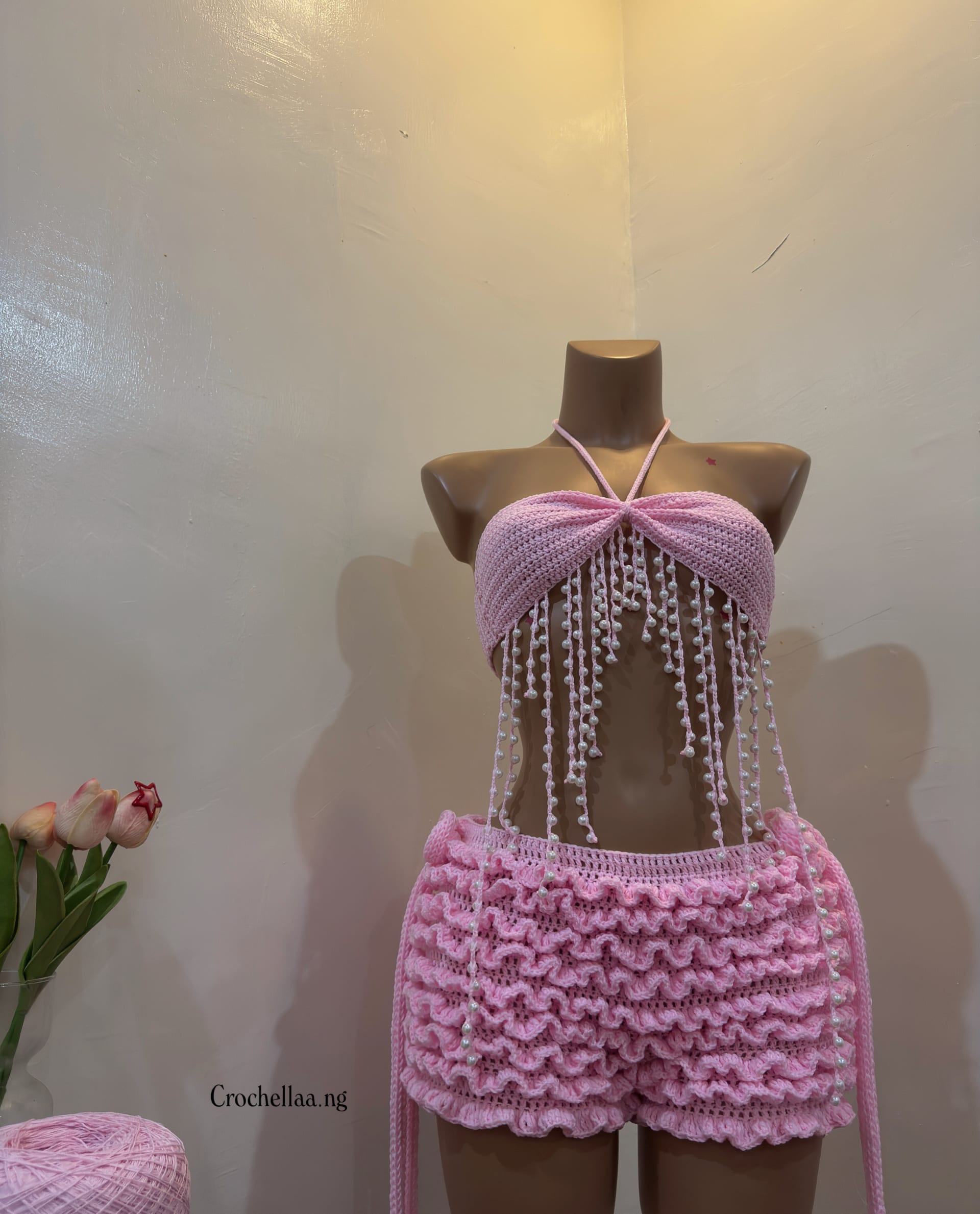 RUFFLE SHORT co ord - Handmade crochet knitwear