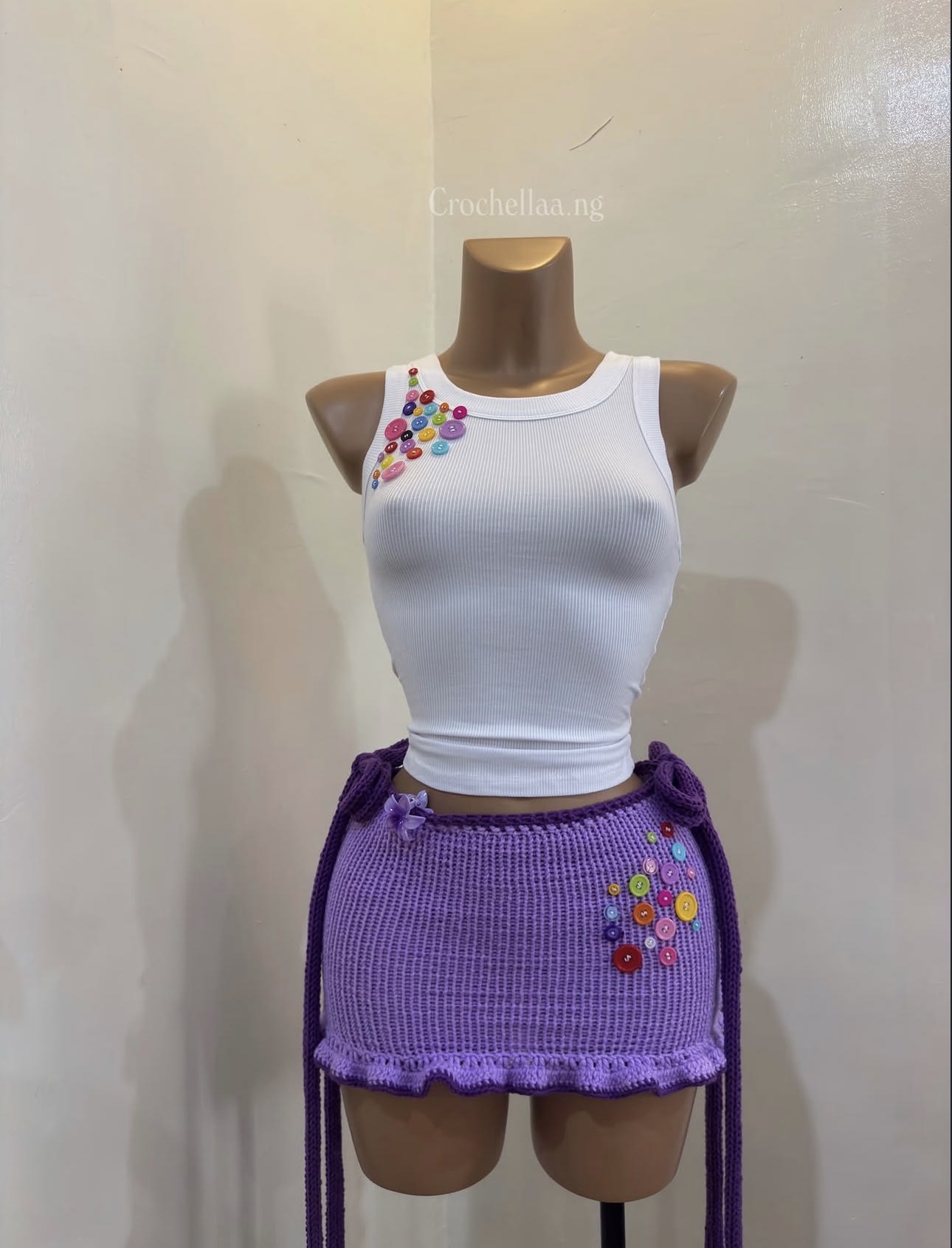 CANDY BUTTON co ord - Sustainable handmade crochet