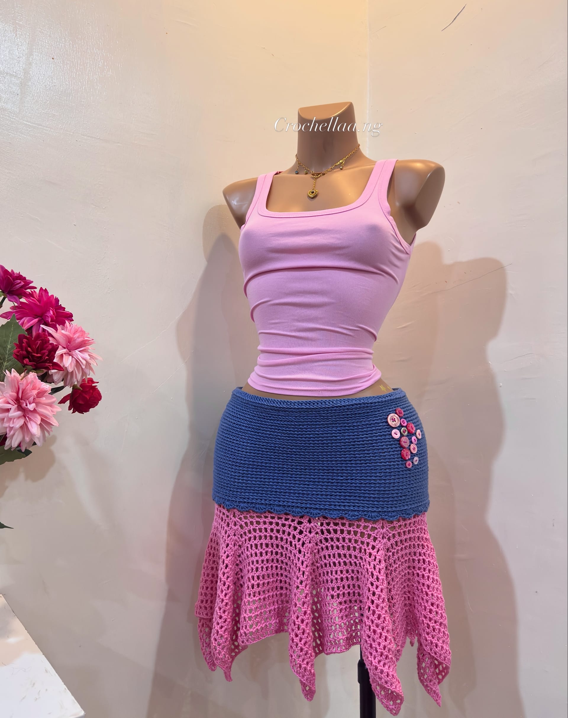 CROCHET ASYMMETRICAL SKIRT - Sustainable handmade crochet