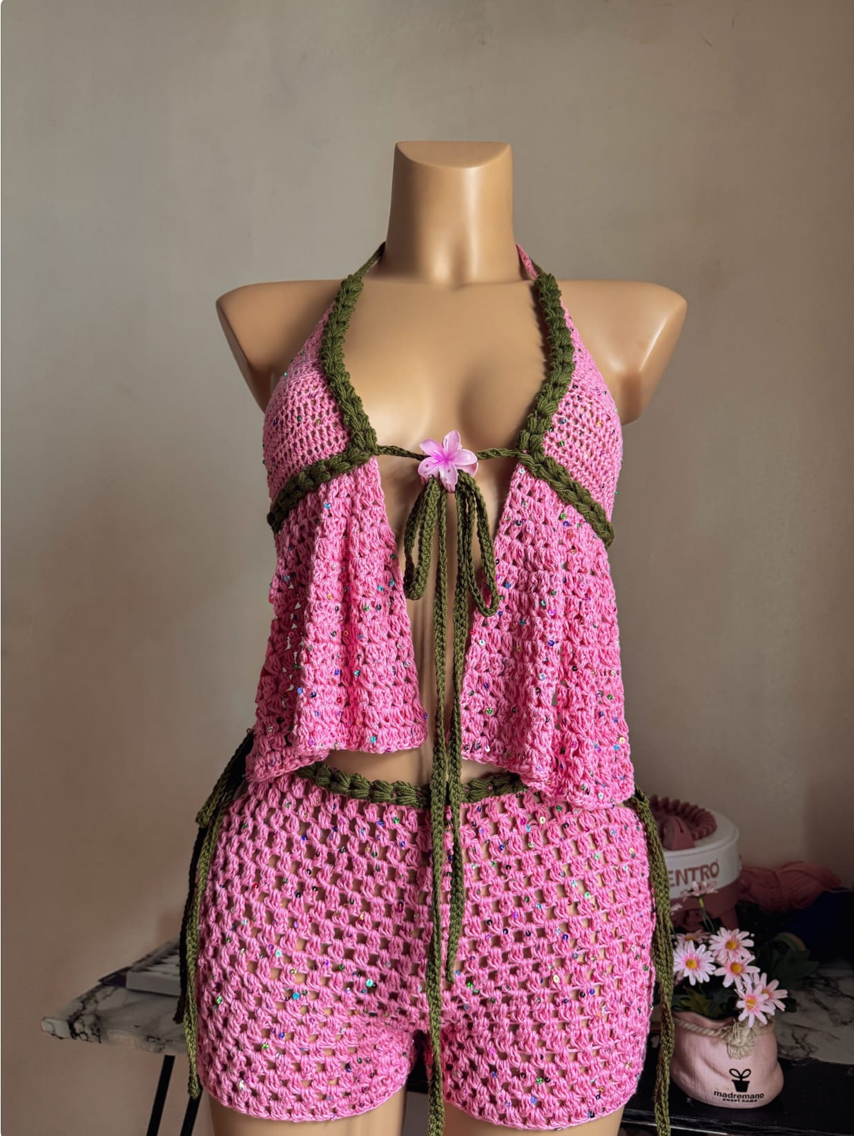 SEQUIN co ord - Handmade crochet knitwear