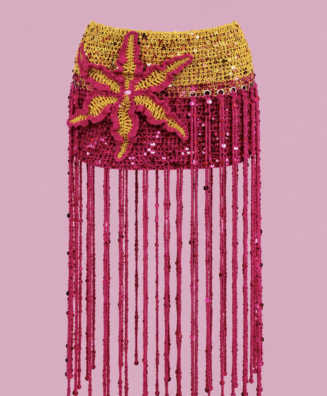 FLORALIA SKIRT  fuchsia flame - Handmade crochet knitwear