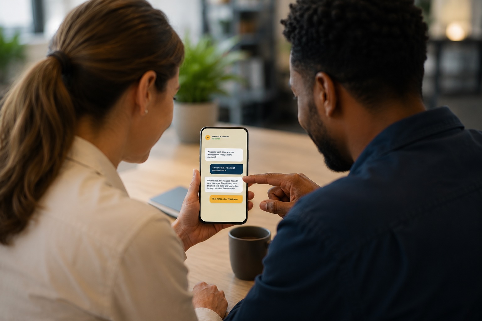 Two people using the SmartRTW app