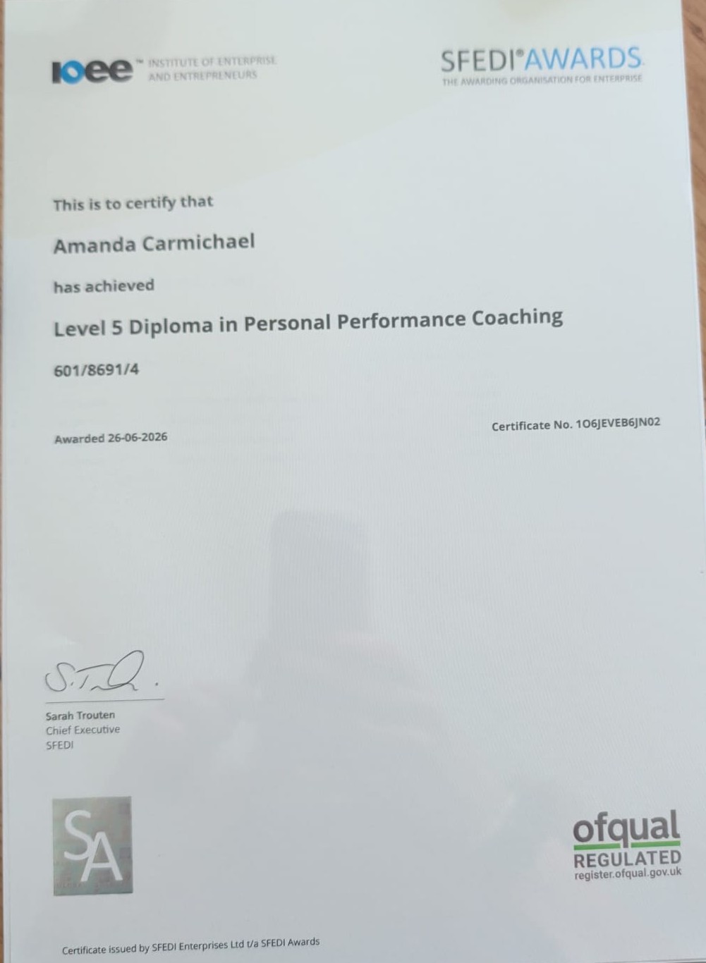 Professional coaching credential